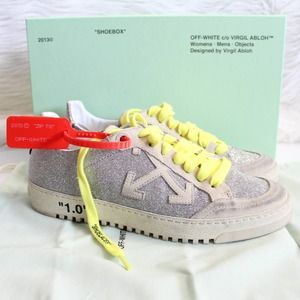 Off-White Glitter Arrow 2.0 Sneaker in Silver & White